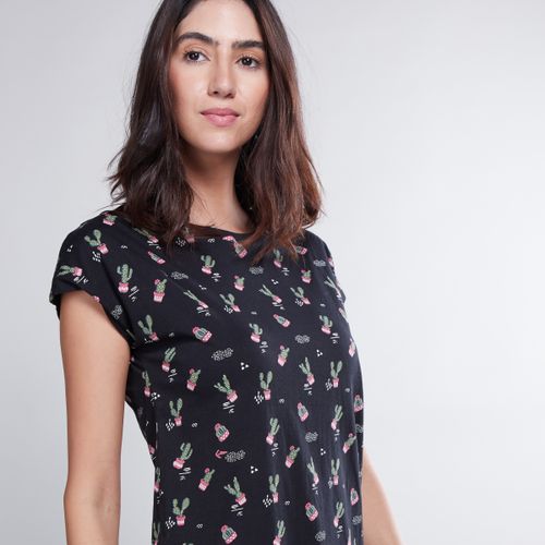 Max Printed T-shirt with Round Neck and Short Sleeves MULTISHADE BLACK