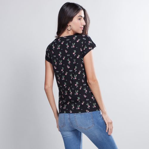 Max Printed T-shirt with Round Neck and Short Sleeves MULTISHADE BLACK