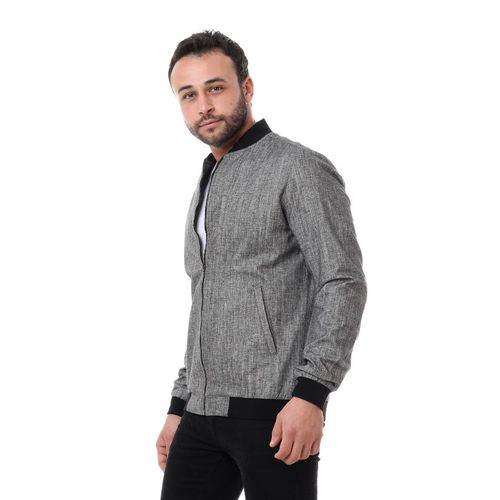product_image_name-Andora-Linen Self Patterned Jacket - Grey-2