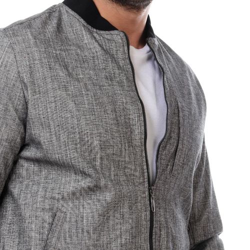 product_image_name-Andora-Linen Self Patterned Jacket - Grey-4