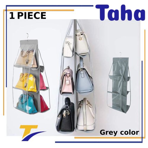 Generic Offer Taha Bag Organizer With Hanger, 6 Shelves Grey Color 1 Piece  @ Best Price Online