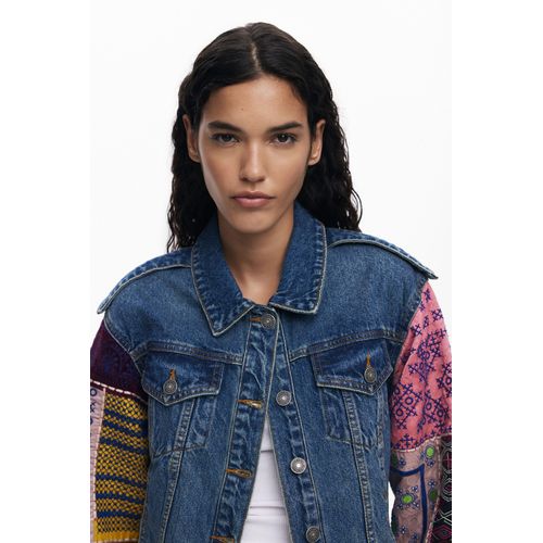 product_image_name-Desigual-Denim jacket with combined sleeves-3