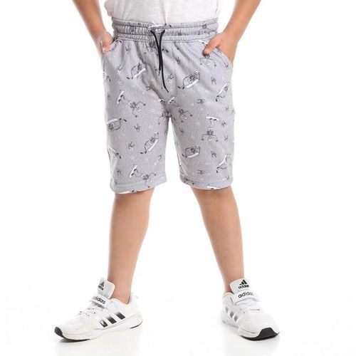 اشتري Andora Boys Skateboarding Skeleton Printed Shorts - Grey في مصر