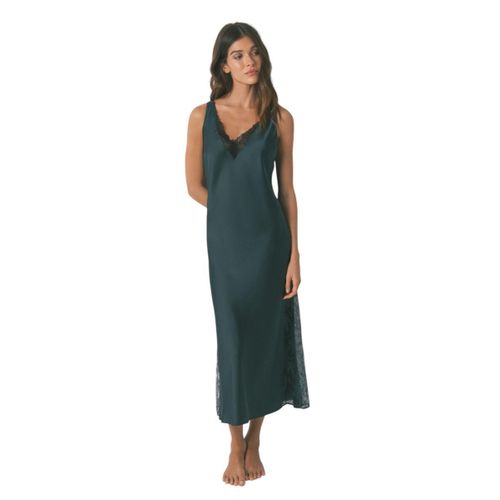 product_image_name-Women Secret-Long green satin nightgown-1