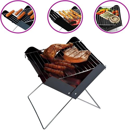 Compact Fire Pit - Enjoy Cozy Evenings Outdoors with This Multi-Functional Grill That Works on Charcoal or Wood, Perfect for Camping Trips and Backyard Gatherings!