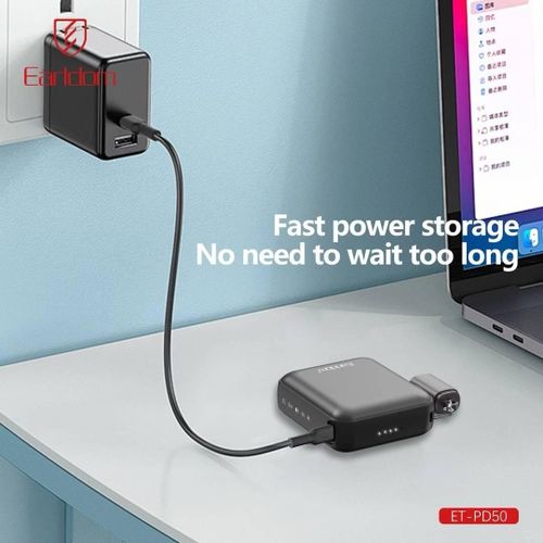 product_image_name-Earldom-PD50 Power Bank Adapter 10000mAh with Built-in Charging Cable – USB-C & PD Fast Charging-5