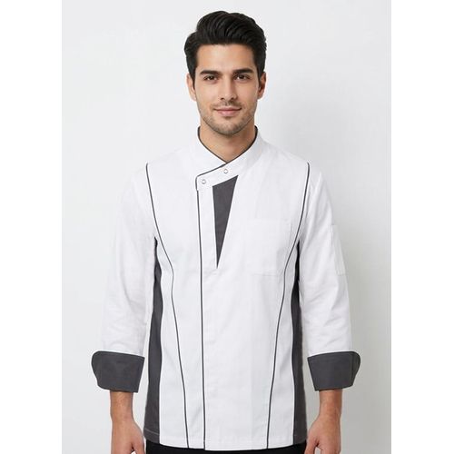 Generic 100% Cotton Chef Jacket (White & Grey)
