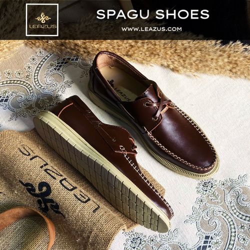 اشتري Natural Leather Casual Leazus Shoes - Brown في مصر