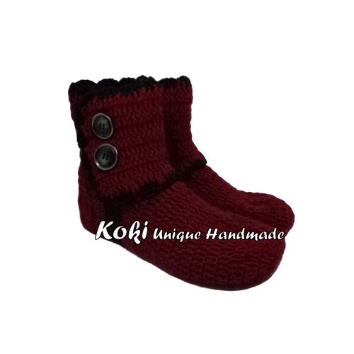 Buy Koki Unique Handmade Crochet Boots - Dark Red And Black in Egypt