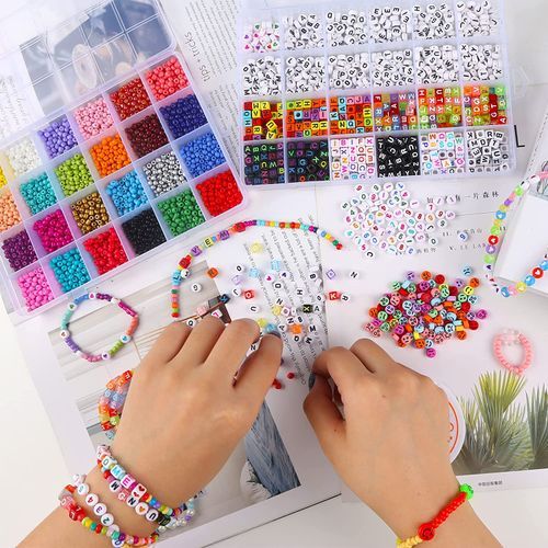 4400 Jewelry DIY Kit Letters Beads Bracelet Making Ceramic Beads Colourful   Inox Wind