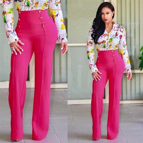 16 Jeans Solid Color Women High Waist Wide Leg Pants Slim Office Formal  Ladies hot pants @ Best Price Online