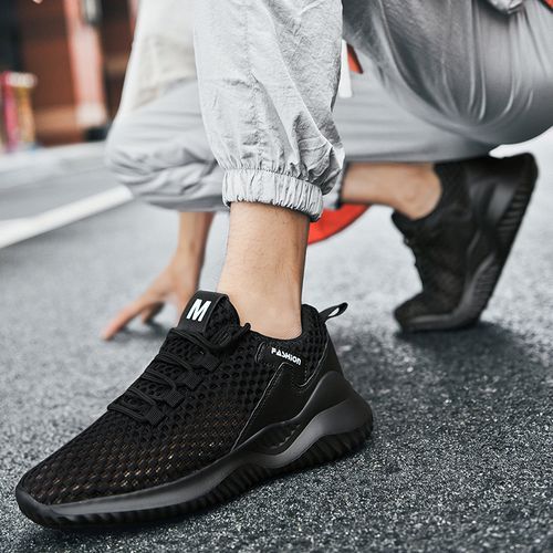 Flangesio Cool Summer Black Mesh Sneakers Men Shoes EUR Size 38-46
