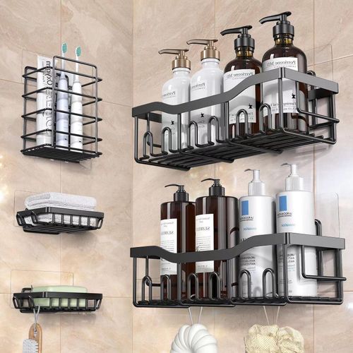 product_image_name-Generic-Shower Caddy 5 Pack,Adhesive Shower Organizer for Bathroom Storage&Home Decor&Kitchen,No Drilling,Large Capacity,Rustproof Stainless Steel Bathroom Organizer,Shower Shelves for Inside Shower-1