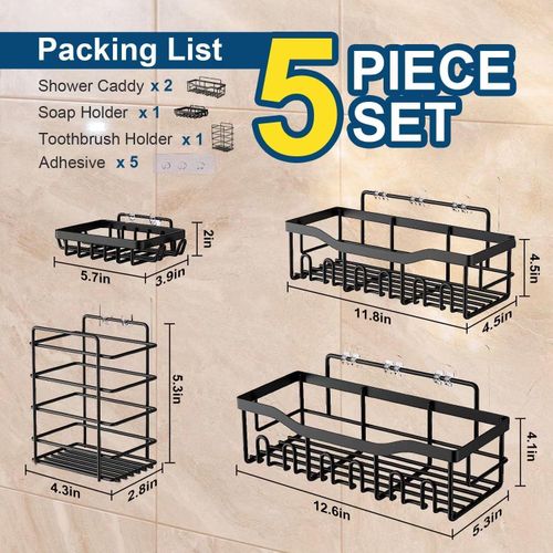 product_image_name-Generic-Shower Caddy 5 Pack,Adhesive Shower Organizer for Bathroom Storage&Home Decor&Kitchen,No Drilling,Large Capacity,Rustproof Stainless Steel Bathroom Organizer,Shower Shelves for Inside Shower-6
