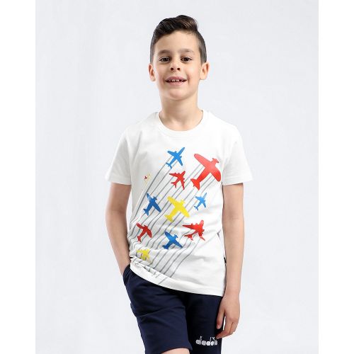 Buy Diadora Boys Printed Cotton T-Shirt -OffWhite in Egypt