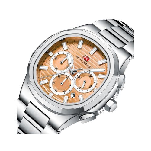 product_image_name-MINI FOCUS-ساعات كوارتز للرجال من الفولاذ المقاوم للصدأ فضية وبرتقالية 0610-2