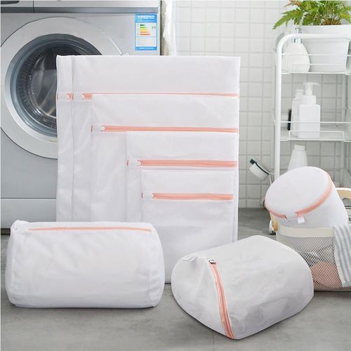 Zippered Mesh Laundry Bag Polyester Coarse Net Basket Laundry Wash Bags  with Zips for Washing Machines Clothes Storage Bags