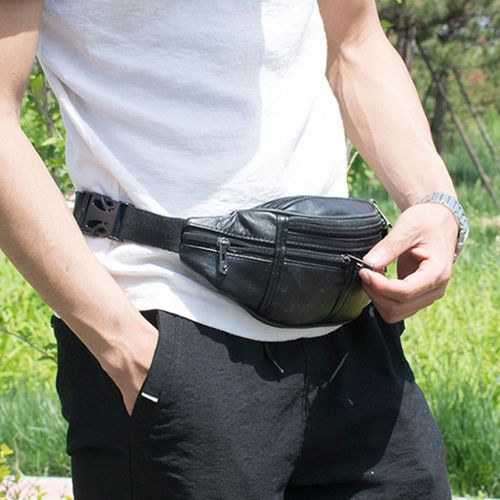 Generic PU Leather Waist Bag Men Travel Waist Pack Small Fanny Pack Male  Belt @ Best Price Online