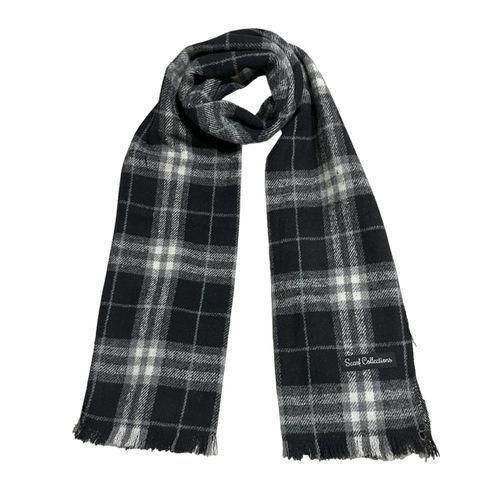 product_image_name-Scarf Collections-وشاح/شال/لفة/كوفية/غطاء رأس/بطانية بنمط خطوط مربعة لفصل الشتاء للرجال والنساء - بحجم كبير 100x200 سم - لون القهوة الداكن / الأبيض-1