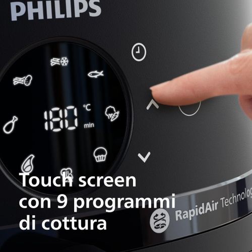 product_image_name-Philips-قلاية هوائية سلسلة 2000 سعة 6.2 لتر طاقة 1700 وات مع نافذة للطهي بتقنية رابيد اير بشاشة ديجيتال تعمل باللمس و13 خيار دهون أقل بنسبة تصل إلى 90% من فيليبس، لون أسود (NA230/00)، 1700.0 واط-4