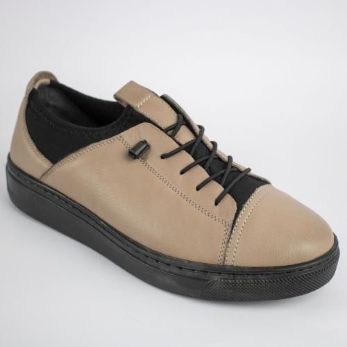 product_image_name-Levent-Genuine Leather Casual Sneaker - Beige-2