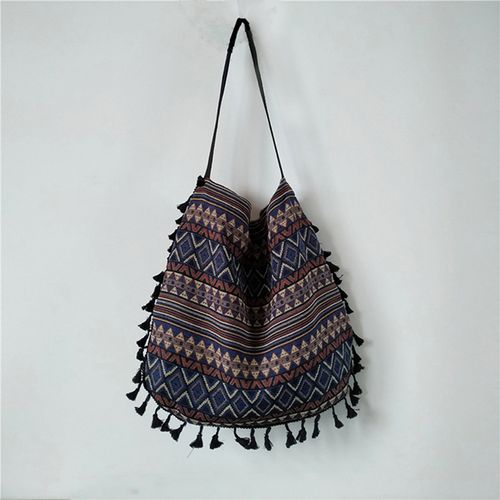 Fashion blue New Vintage Bohemian Fringe Shoulder Bag Women
