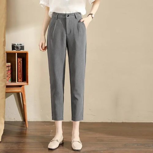 Fashion (Gray)Lucyever Spring Summer Office Suit Pants Women Korean High  Waist Ankle-length Harem Trousers Woman Simple All-match Casual Pant DOU @  Best Price Online