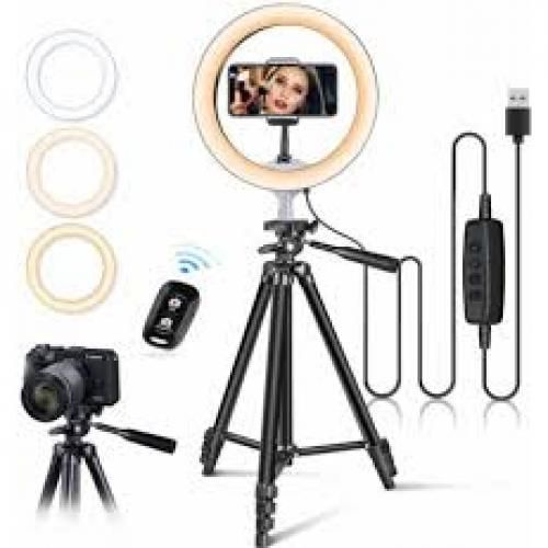 Buy LED Ring Light 26cm With Mobile Holder Inside Ring + 5208 Tripod Professional For Phone & Camera in Egypt