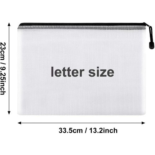 16pcs Mesh Zipper Pouch Document Bag, Waterproof Zip File Folders, Letter Size/A4 Size, for Office Supplies, Travel Storage Bags, 8 Colors