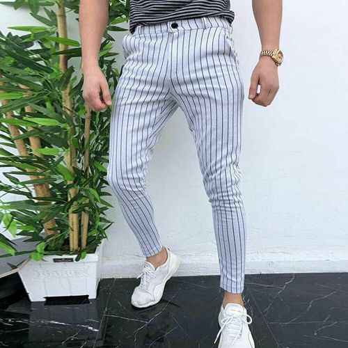 Fashion BlueFashion Mens Slim Fit Stripe Business Formal Pants Casual  Office Skinny Long Straight Joggers Sweat Pants Trousers ACU  Best Price  Online  Jumia Egypt