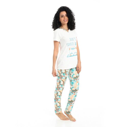 product_image_name-Caesar-بيجامة حريمي صيفي نصف كم مزودة بطباعات من الصدر -5