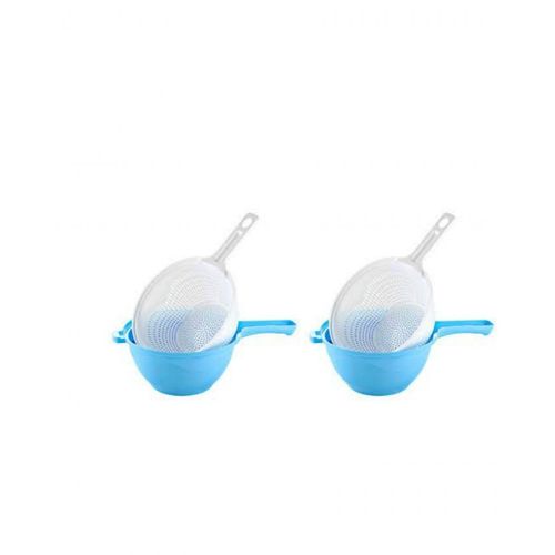 Buy Lux Food Strainer With Plastic Bowl - Set Of 2 Pcs – Multicolor in Egypt