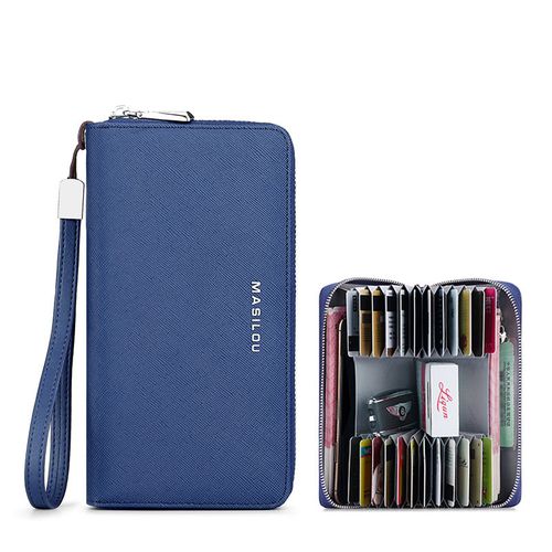 Mens Womens Leather Wallet Credit Card Holder RFID Blocking Zipper Pocket  Purse