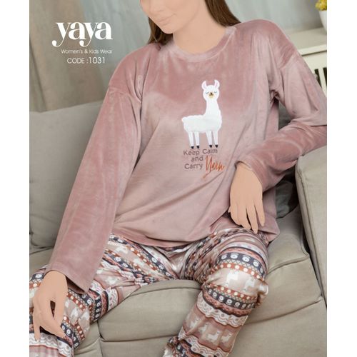 product_image_name-YAYA-بيجامة شتوي قطيفة للنساء-2