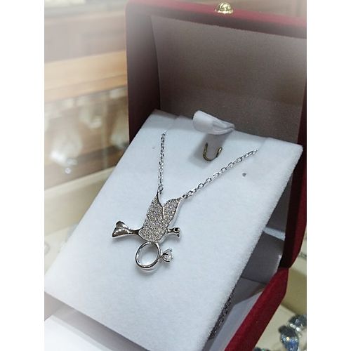 product_image_name-Generic-Ring Bird Pendant Necklace - Silver كوليه سلسله الخاتم محمول بطاءر تصميم فضه إيطالي رقيق 925-1