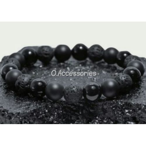 Buy O Accessories Bracelet Lava & Onyx _ Black  in Egypt