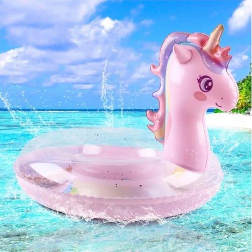 Generic Children's round unicorn swimming float, multi-colored, 70 cm