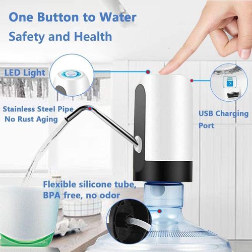Generic طلمبة مياه كهربائية محمولة بتصميم أوتوماتيكي بمنفذ شحن USB مناسبة للاستخدام في المنزل والمكتب والسفر للزجاجات القياسية والأباريق بسعة 2-5 جالون - image 3
