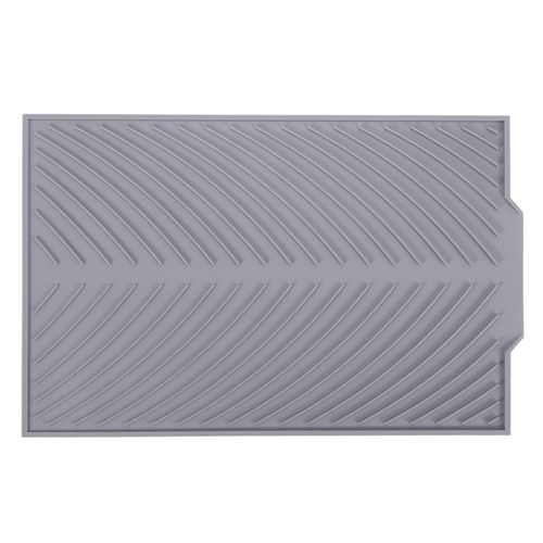 Fdit Silicone Drain Mat Rectangle Drying Dishes Pad Heat Resistant  Slip-Proof Tray(Grey)