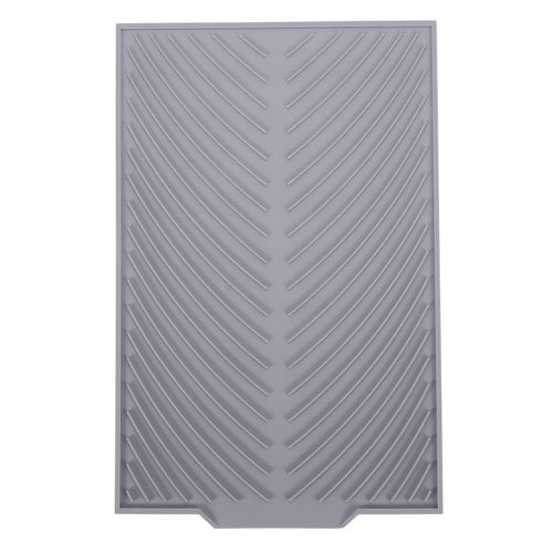 Fdit Silicone Drain Mat Rectangle Drying Dishes Pad Heat Resistant  Slip-Proof Tray(Grey)