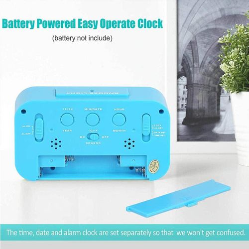 product_image_name-Generic-ساعة منبه رقمية تعمل بالبطارية مع تاريخ ودرجة حرارة الغرفة وضوء ليلي ذكي وسهلة التشغيل لغرف النوم في المنزل والأطفال - وردي داكن-4