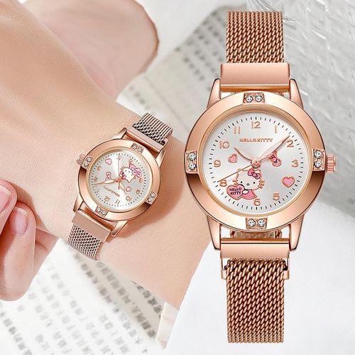 Generic New Hello Kitty Diamond Watches Women Cat Bow Kawaii Pink Ladies Gold Sliver Metal Jewelry Cartoon Best Price Online Jumia Egypt