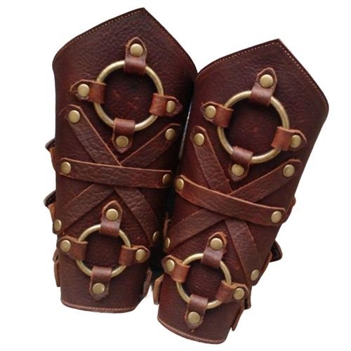 Steampunk Viking Leather Bracers Medieval Retro Strap Buckle