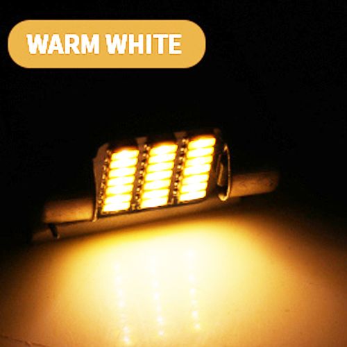 WARM WHITE LED BULBS CEILING PLATE 36MM 12V C5W/C10W
