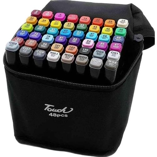 Generic Touch Five 48 Colors Art Sketch Drawing Twin Marker, Black