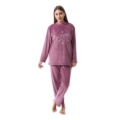 product_image_name-Shorto-Women's Pajama Fleece - JOY - Round Neck - Fleece - 2639 - Purple-1