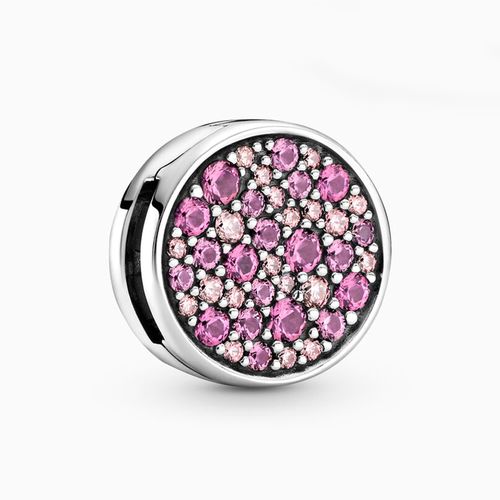 Fashion S925 Sier Color Reflections Clip Beads Charms Round