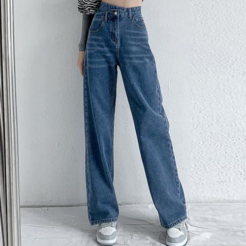 Fashion (Vintage Blue)Jeans Women Wide Leg Pants Mom Femme Black @ Best  Price Online