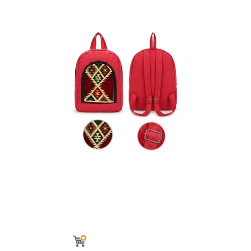Generic Ethnic canvas backpack - lightweight  pink - image 3