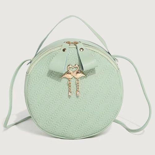 Women Crossbody Bag Leather Hand Bag For Ladies Round Handbags Green